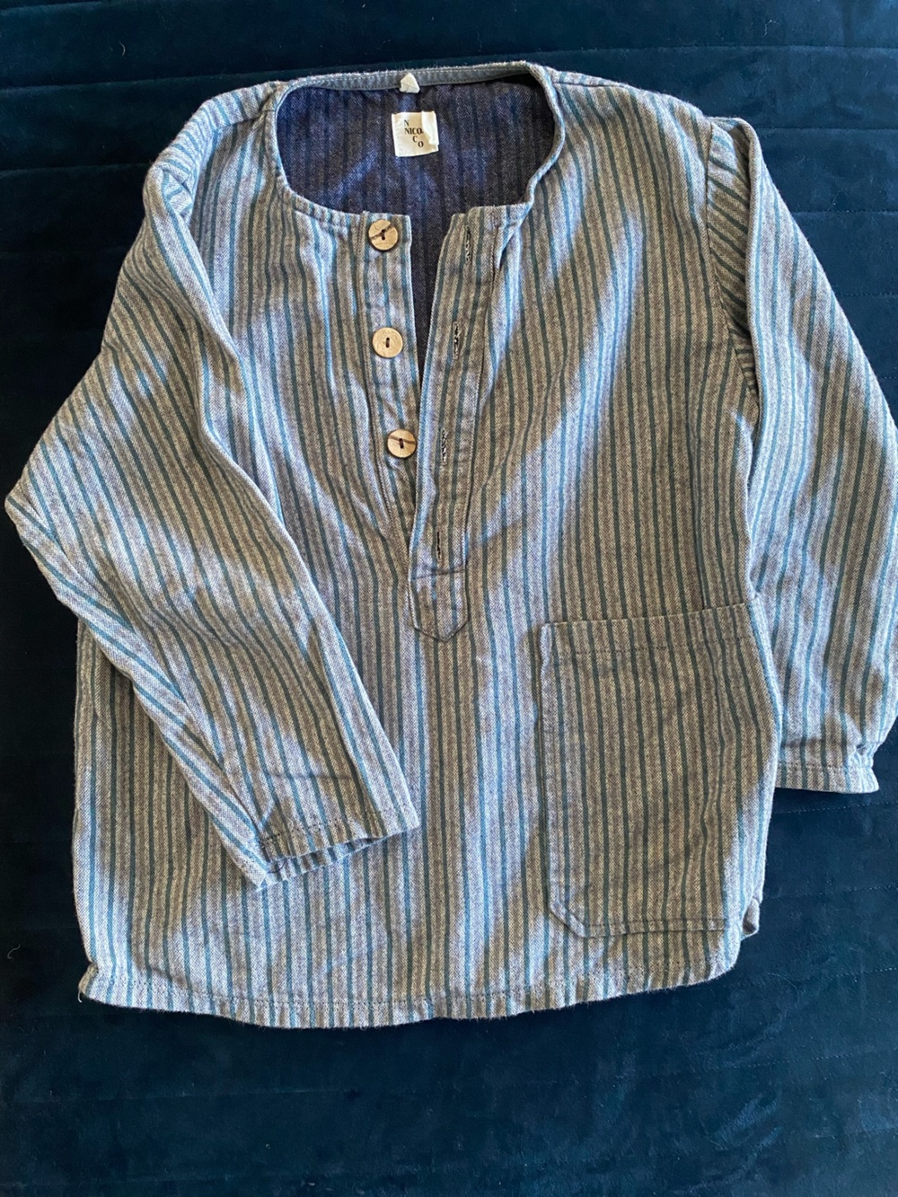 Nico Nico Kids Blue Striped Popover Shirt - 8Y